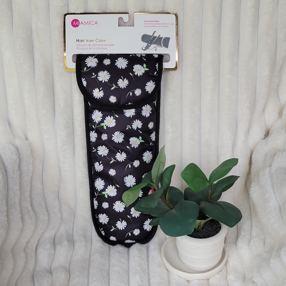 Hot Hair Iron travel case black with Daisies- Miamica